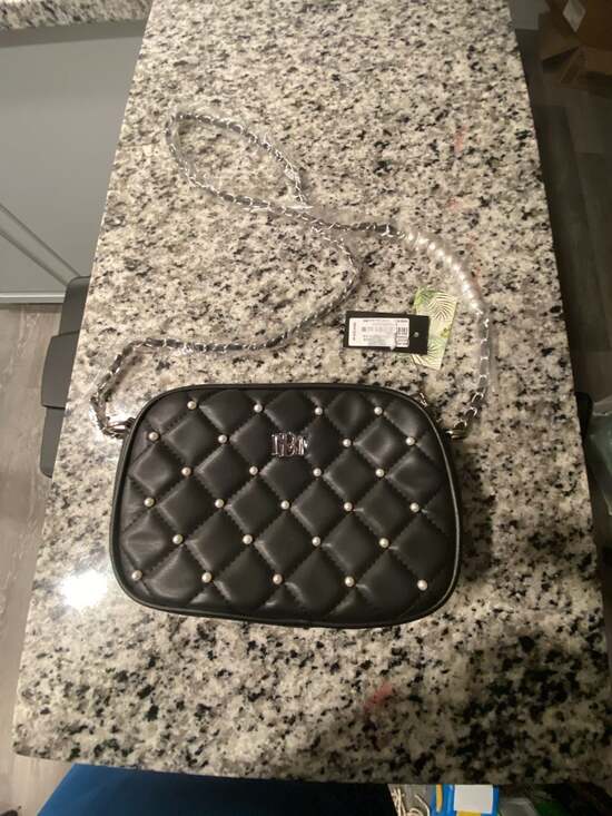 Badgley Mischka Handbags - Badgley Mischka Diamond Quilted Camera Bag with Pearl Details